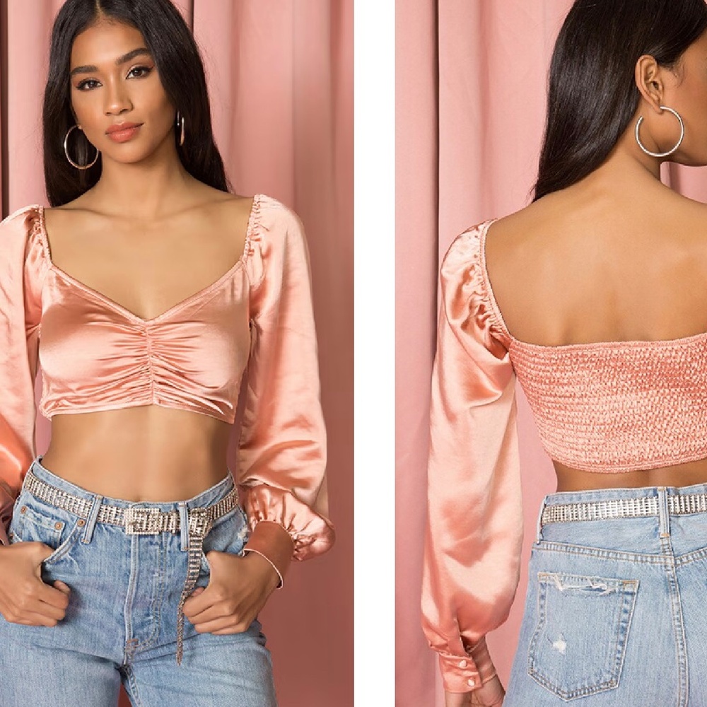Long Sleeve Blush/Pink Crop Top